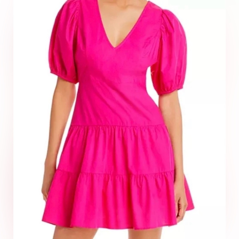 French Connection Pink Puff Sleeve Dress